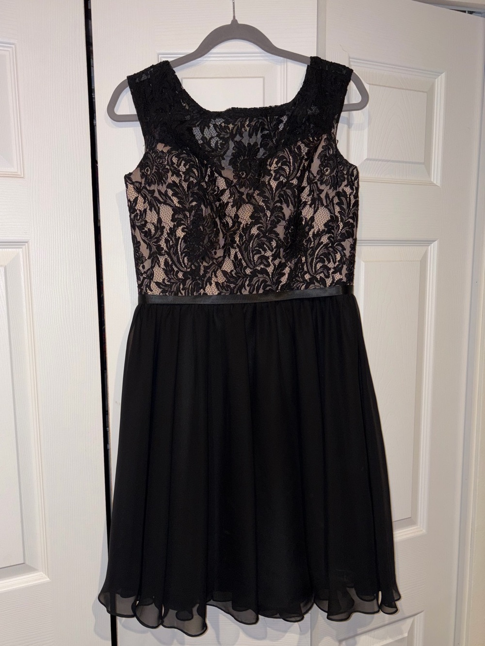 Women’s Jordan Formal Black Lace Bodice Party Dress with Nude Lining